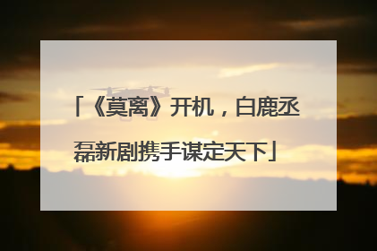 《莫离》开机，白鹿丞磊新剧携手谋定天下