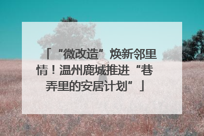 “微改造”焕新邻里情！温州鹿城推进“巷弄里的安居计划”
