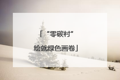 “零碳村” 绘就绿色画卷