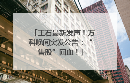王石最新发声！万科晚间突发公告：“售股”回血！