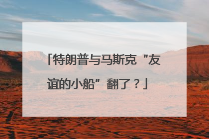 特朗普与马斯克“友谊的小船”翻了？