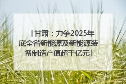 甘肃：力争2025年底全省新能源及新能源装备制造产值超千亿元