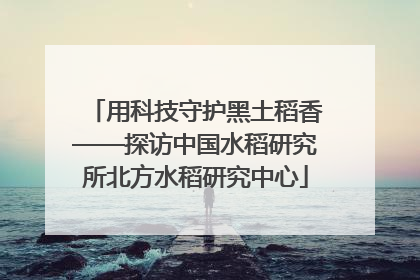 用科技守护黑土稻香——探访中国水稻研究所北方水稻研究中心