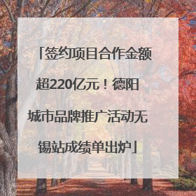 签约项目合作金额超220亿元！德阳城市品牌推广活动无锡站成绩单出炉
