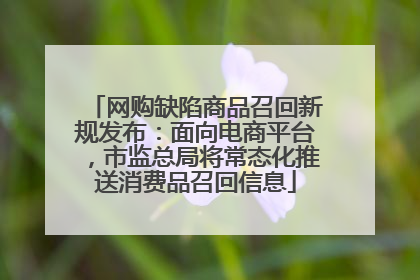 网购缺陷商品召回新规发布：面向电商平台，市监总局将常态化推送消费品召回信息
