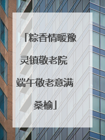 粽香情暖豫灵镇敬老院 端午敬老意满桑榆