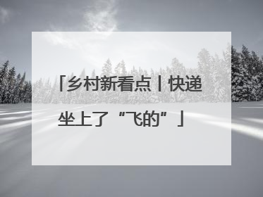 乡村新看点丨快递坐上了“飞的”