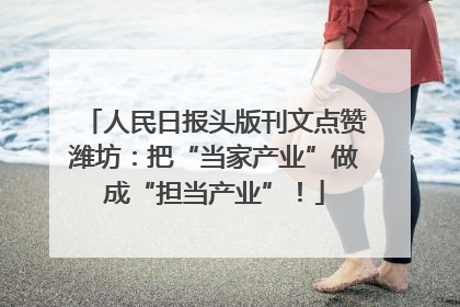 人民日报头版刊文点赞潍坊：把“当家产业”做成“担当产业”！