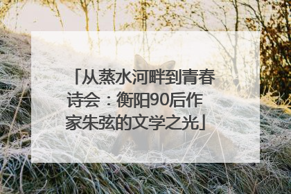 从蒸水河畔到青春诗会：衡阳90后作家朱弦的文学之光
