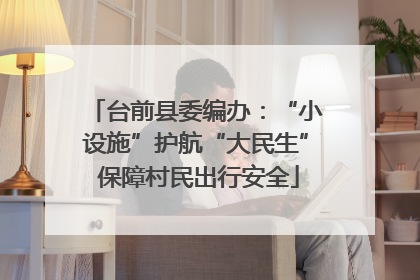 台前县委编办：“小设施”护航“大民生” 保障村民出行安全