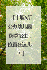 十堰5所公办幼儿园秋季招生，位置在这儿！