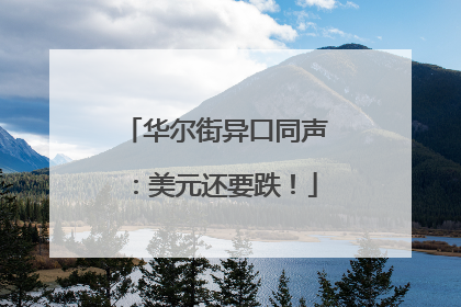 华尔街异口同声：美元还要跌！