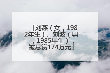 刘燕（女，1982年生）、刘波（男，1985年生），被悬赏174万元