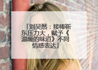 刘昊然：接棒靳东压力大，赋予《温暖的味道》不同情感表达