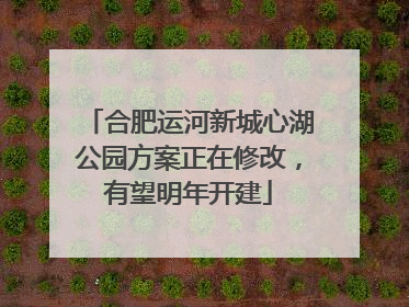 合肥运河新城心湖公园方案正在修改，有望明年开建