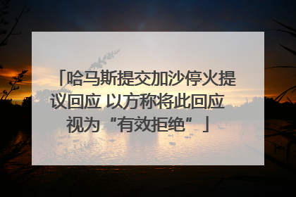 哈马斯提交加沙停火提议回应 以方称将此回应视为“有效拒绝”