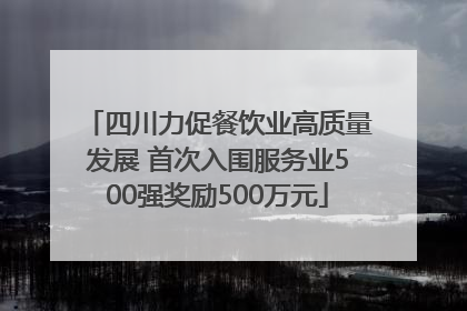 四川力促餐饮业高质量发展 首次入围服务业500强奖励500万元