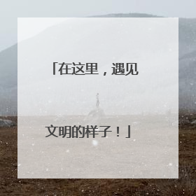 在这里，遇见文明的样子！