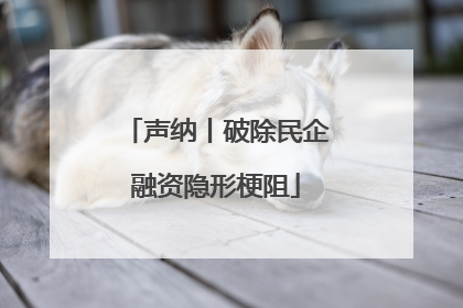 声纳丨破除民企融资隐形梗阻