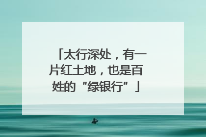太行深处，有一片红土地，也是百姓的“绿银行”