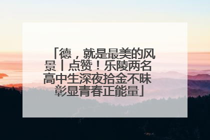 德，就是最美的风景丨点赞！乐陵两名高中生深夜拾金不昧 彰显青春正能量