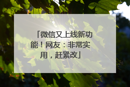 微信又上线新功能！网友：非常实用，赶紧改