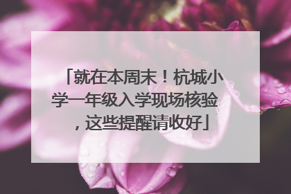 就在本周末！杭城小学一年级入学现场核验，这些提醒请收好
