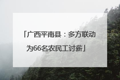 广西平南县：多方联动为66名农民工讨薪