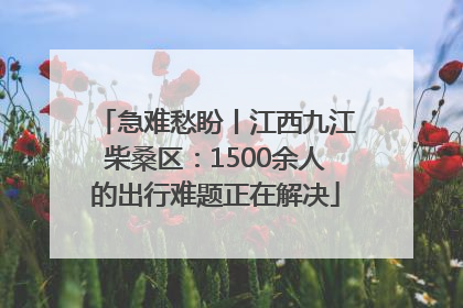 急难愁盼丨江西九江柴桑区：1500余人的出行难题正在解决
