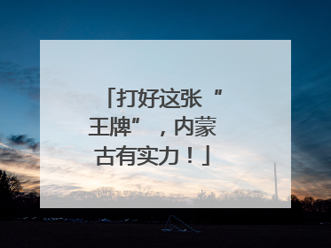打好这张“王牌”，内蒙古有实力！