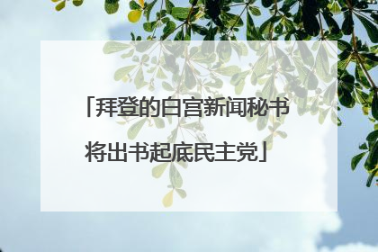 拜登的白宫新闻秘书将出书起底民主党