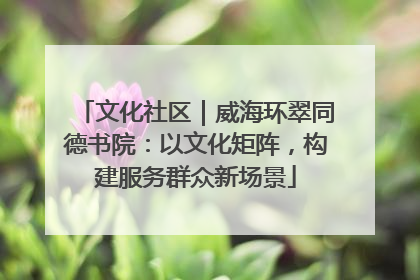 文化社区｜威海环翠同德书院：以文化矩阵，构建服务群众新场景