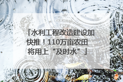 水利工程改造建设加快推！110万亩农田将用上“及时水”