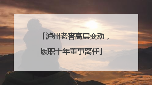 泸州老窖高层变动，履职十年董事离任