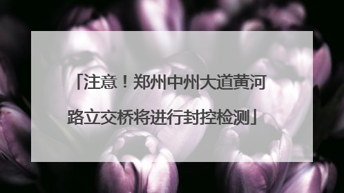 注意！郑州中州大道黄河路立交桥将进行封控检测
