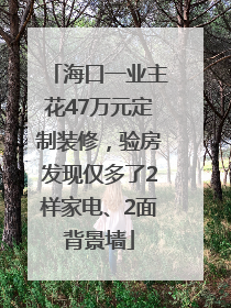 海口一业主花47万元定制装修，验房发现仅多了2样家电、2面背景墙