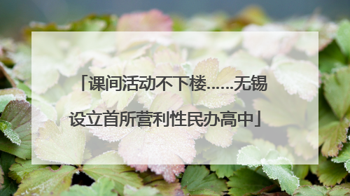 课间活动不下楼……无锡设立首所营利性民办高中
