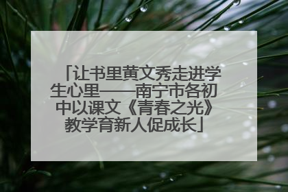 让书里黄文秀走进学生心里——南宁市各初中以课文《青春之光》教学育新人促成长