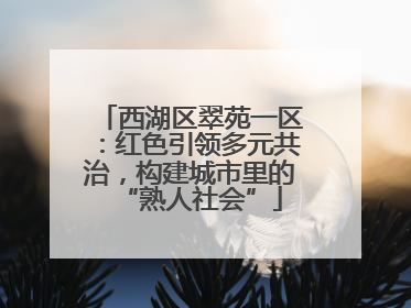 西湖区翠苑一区：红色引领多元共治，构建城市里的“熟人社会”