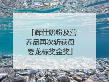 辉仕奶粉及营养品再次斩获母婴龙标奖金奖