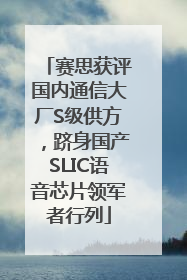 赛思获评国内通信大厂S级供方，跻身国产SLIC语音芯片领军者行列