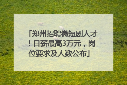 郑州招聘微短剧人才！日薪最高3万元，岗位要求及人数公布