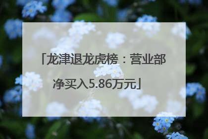 龙津退龙虎榜：营业部净买入5.86万元