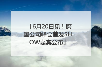 6月20日见！跨国公司峰会首发SHOW嘉宾公布